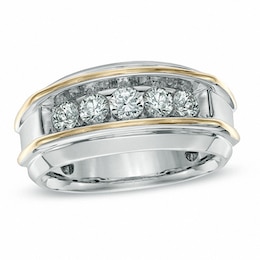 Previously Owned - 1 CT. T.W. Diamond Five Stone Band in 10K Two-Tone Gold