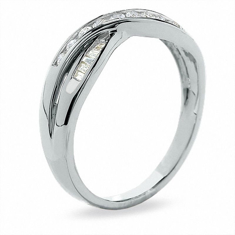 Previously Owned - 1/4 CT. T.W. Diamond Crossover Band in 14K White Gold