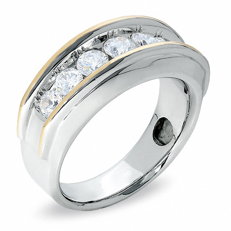 Main Image 2 of Previously Owned - 1-1/2 CT. T.W. Diamond Seven Stone Wedding Band in 10K Two-Tone Gold