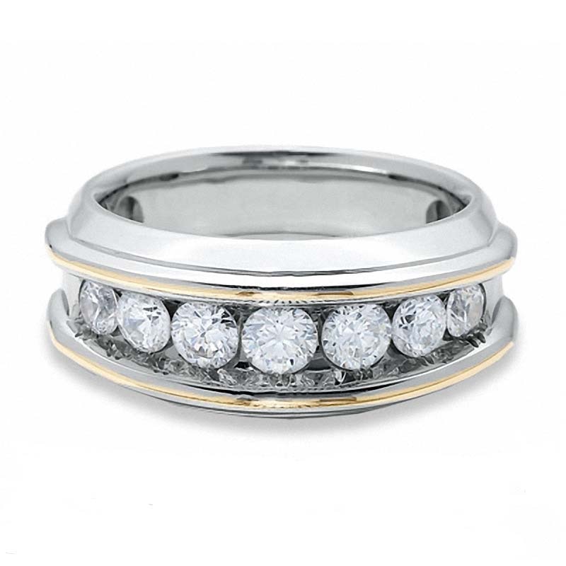 Main Image 3 of Previously Owned - 1-1/2 CT. T.W. Diamond Seven Stone Wedding Band in 10K Two-Tone Gold