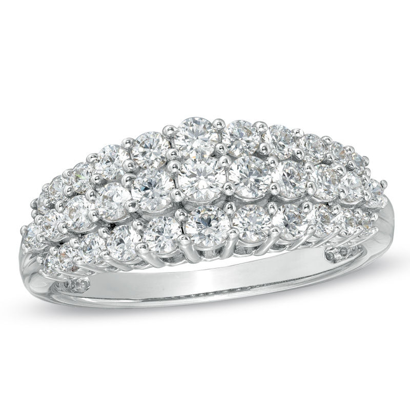 Main Image 1 of Previously Owned - 1 CT. T.W. Diamond Tapered Triple Row Anniversary Band in 10K White Gold