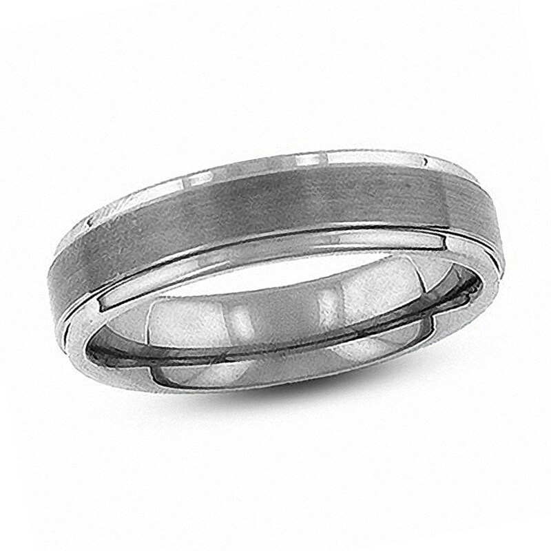 Main Image 1 of Previously Owned - 6.0mm Comfort-Fit Brushed Center Wedding Band in Tungsten