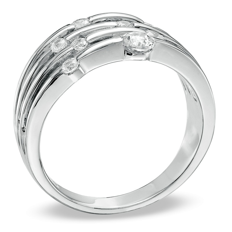 Main Image 2 of Previously Owned - 1/2 CT. T.W. Diamond Orbit Band in 10K White Gold