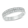 Thumbnail Image 1 of Previously Owned - 1/4 CT. T.W. Diamond Double Row Wedding Band in 10K White Gold