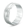 Thumbnail Image 2 of Previously Owned - 8.0mm Comfort-Fit Satin and Milgrain-Edge Wedding Band in 14K White Gold