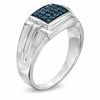 Thumbnail Image 1 of Previously Owned - Men's 1/4 CT. T.W. Enhanced Blue Diamond Comfort Fit Anniversary Band in Sterling Silver