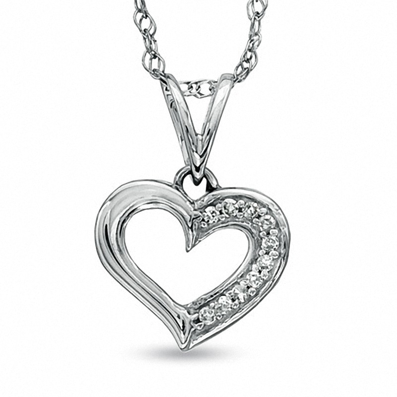 Main Image 1 of Previously Owned - Diamond Accent Heart Pendant in 10K White Gold
