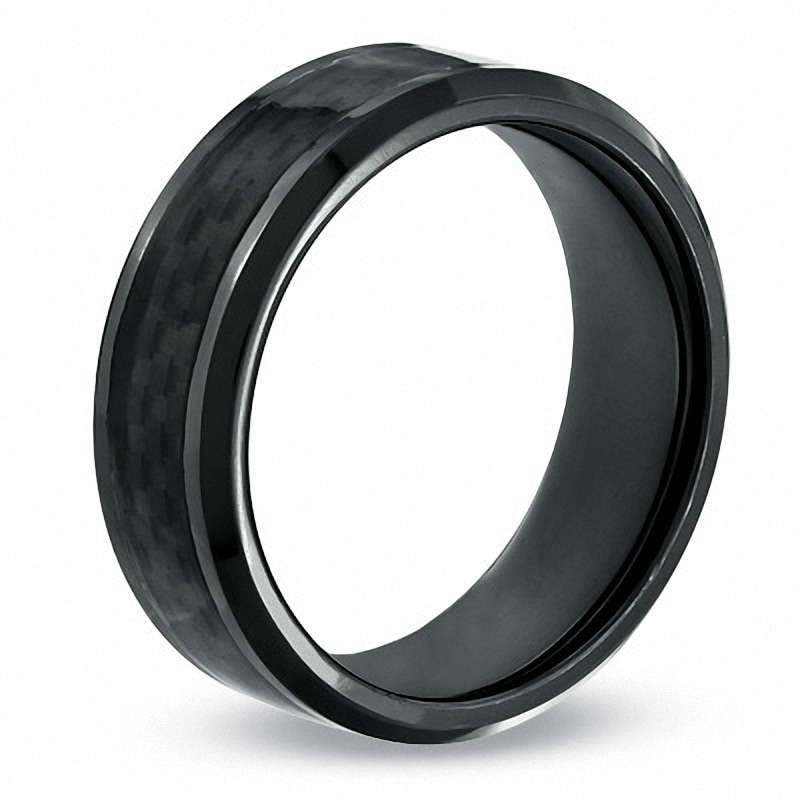 Main Image 2 of Previously Owned - 8.0mm Carbon Fiber Inlay Comfort Fit Black Titanium Wedding Band