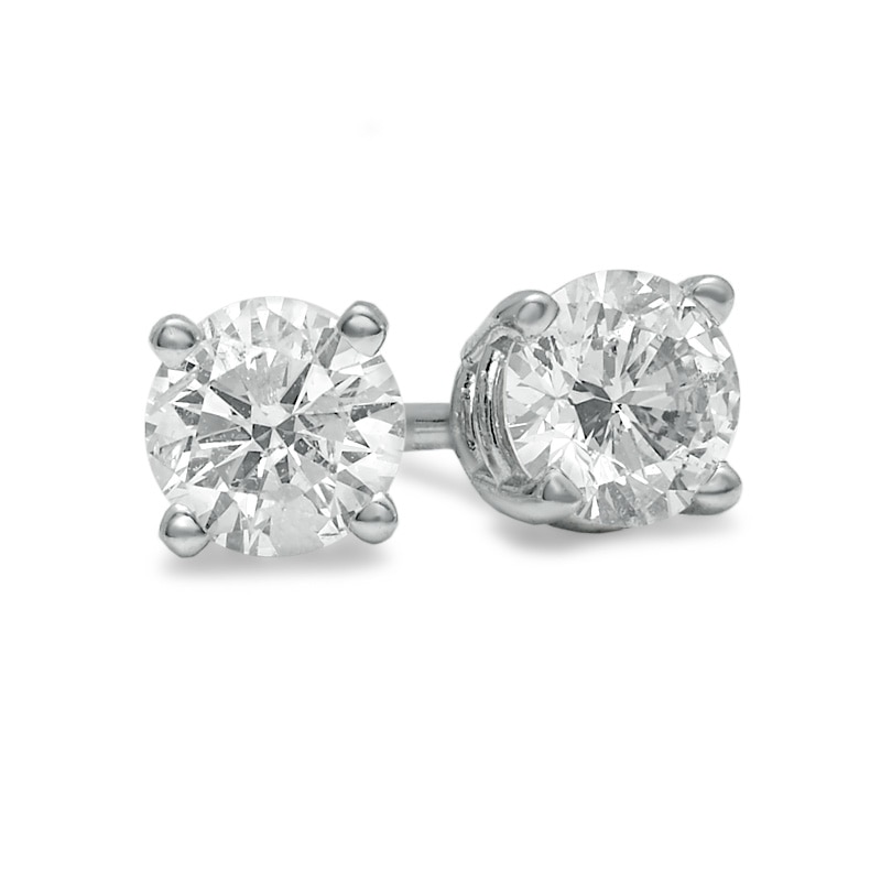 Previously Owned - 1/2 CT. T.W. Diamond Solitaire Stud Earrings in 14K White Gold