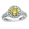 Thumbnail Image 1 of Previously Owned - 1-1/4 CT. T.W. Enhanced Yellow and White Diamond Framed Ring in 14K White Gold