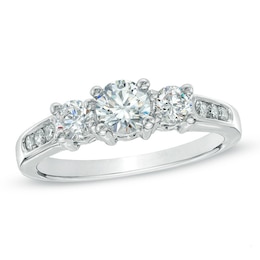 Previously Owned - 1 CT. T.W. Diamond Past Present Future® Engagement Ring in 14K White Gold