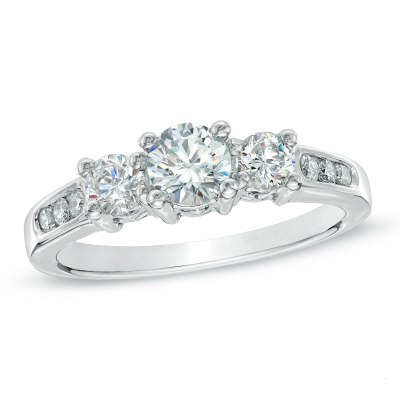 Previously Owned - 1 CT. T.W. Diamond Past Present Future® Engagement Ring in 14K White Gold