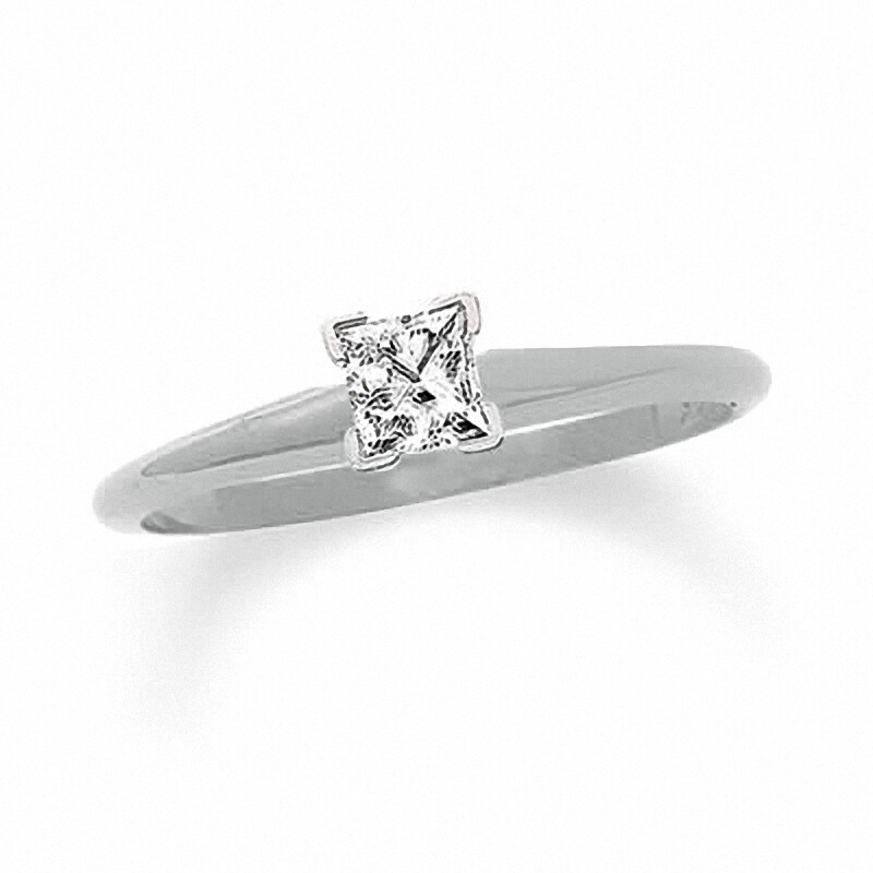 Main Image 1 of Previously Owned - 1/5 CT. Square-Cut Diamond Solitaire Engagement Ring in 14K White Gold
