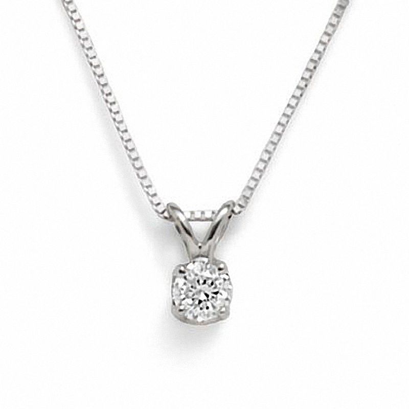 Main Image 1 of Previously Owned - 1/6 CT. Diamond Solitaire Pendant in 10K White Gold