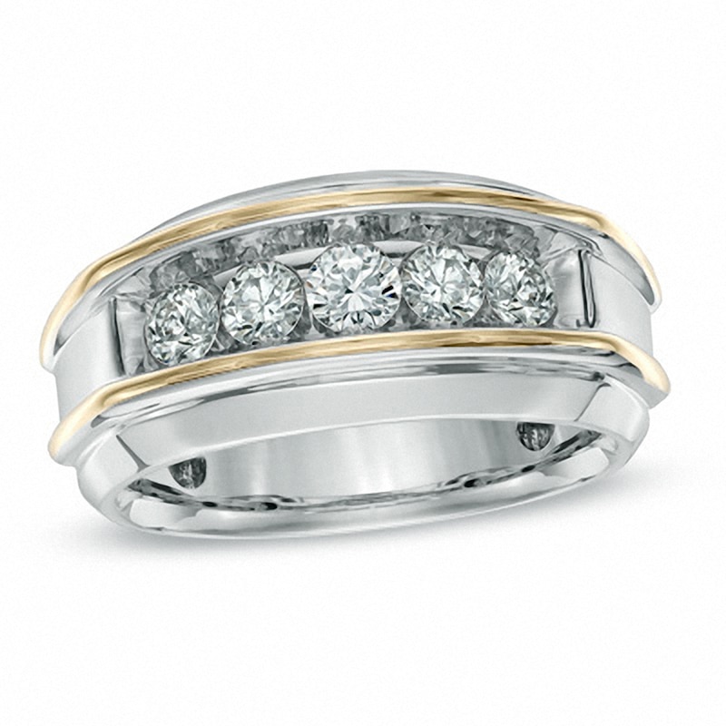 Main Image 1 of Previously Owned - 1 CT. T.W. Diamond Five Stone Band in 10K Two-Tone Gold