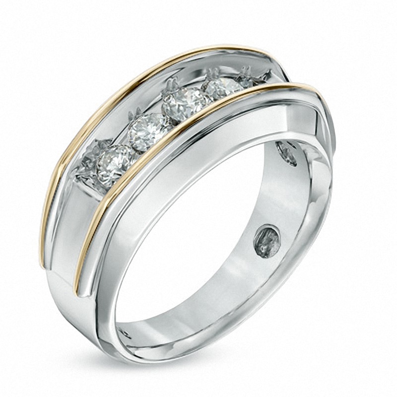Main Image 2 of Previously Owned - 1 CT. T.W. Diamond Five Stone Band in 10K Two-Tone Gold