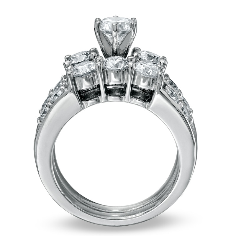 Previously Owned - 3 CT. T.W. Diamond Past Present Future® Bridal Set in 14K White Gold