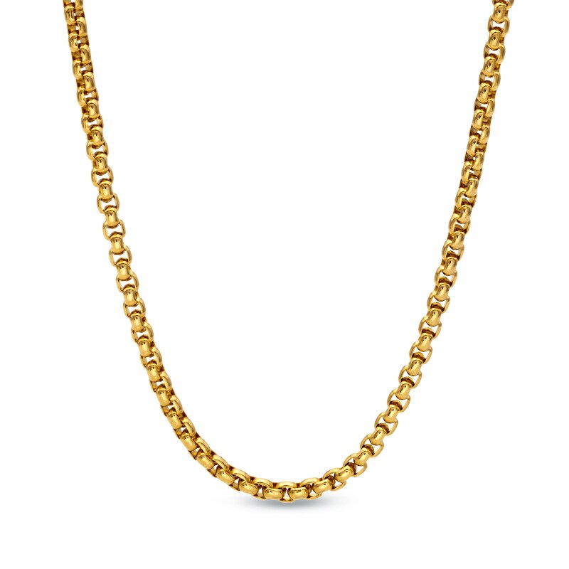 Main Image 1 of Previously Owned - Men's 3.75mm Signature Tag Box Chain Necklace in Yellow IP Stainless Steel - 30"