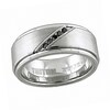 Thumbnail Image 1 of Previously Owned - Triton 1/10 CT. T.W. Black Diamond Slant Comfort Fit White Tungsten Wedding Band
