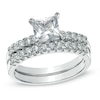Thumbnail Image 0 of Previously Owned - 6.0mm Princess-Cut Lab-Created White Sapphire Fashion Ring Set in Sterling Silver