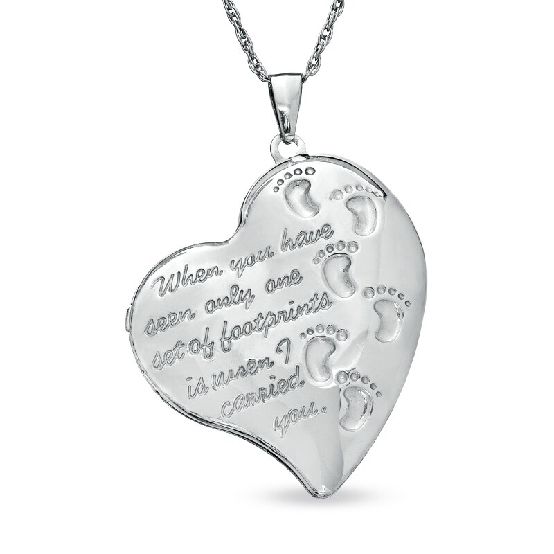 Main Image 1 of Previously Owned - Tilted Heart Footprints Locket in Sterling Silver