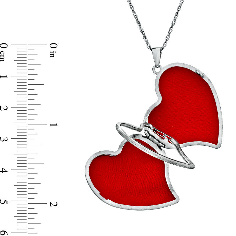Main Image 2 of Previously Owned - Tilted Heart Footprints Locket in Sterling Silver