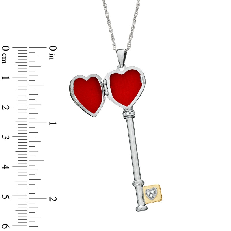 Main Image 2 of Previously Owned - Diamond Accent Heart Key Locket in Two-Tone Sterling Silver