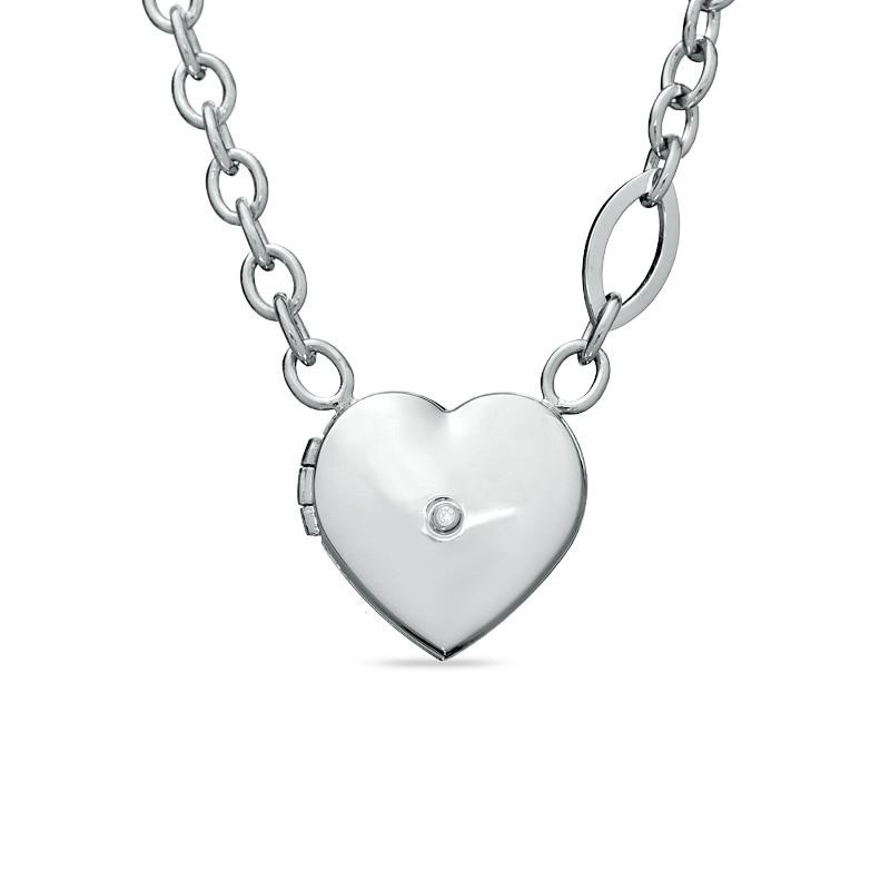 Main Image 1 of Previously Owned - Diamond Accent Heart Locket in Sterling Silver - 17"