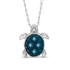 Thumbnail Image 1 of Previously Owned - TEENYTINY® Enhanced Blue Diamond Accent Turtle Pendant in Sterling Silver - 17"