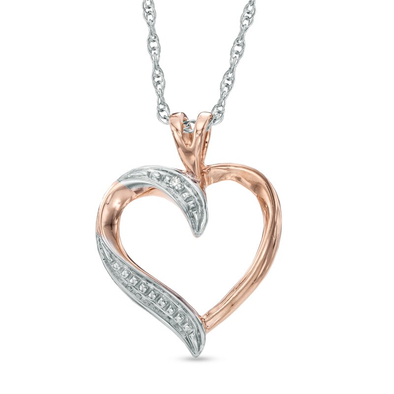 Main Image 1 of Previously Owned - Diamond Accent Heart Pendant in 10K Rose Gold