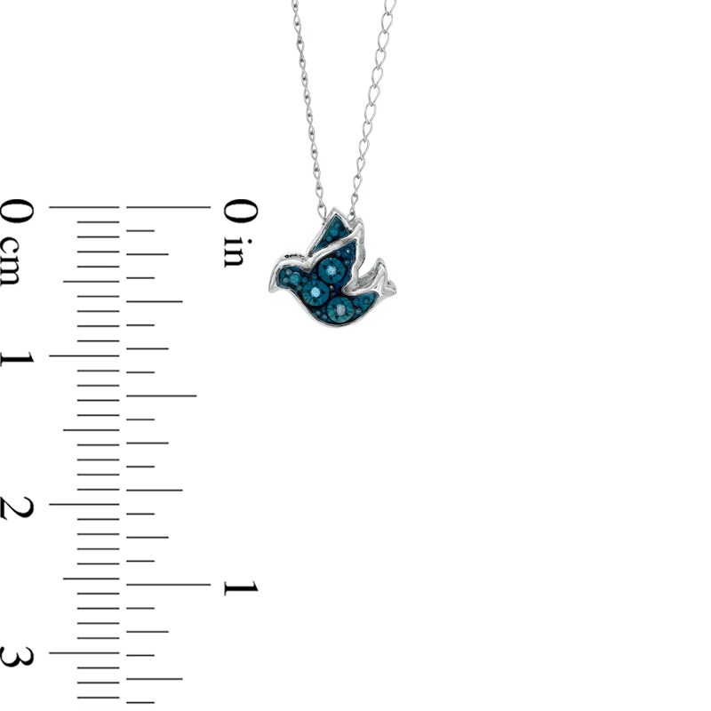 Main Image 2 of Previously Owned - TEENYTINY® Enhanced Blue Diamond Accent Dove Pendant in Sterling Silver - 17"