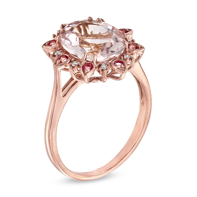 Main Image 2 of Previously Owned - Oval Morganite, Pink Topaz and Diamond Accent Ring in 10K Rose Gold