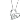 Thumbnail Image 1 of Previously Owned - 6.0mm Lab-Created White Sapphire Double Heart Pendant in Sterling Silver