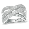 Thumbnail Image 0 of Previously Owned - 1/4 CT. T.W. Diamond Layered Crossover Ring in Sterling Silver