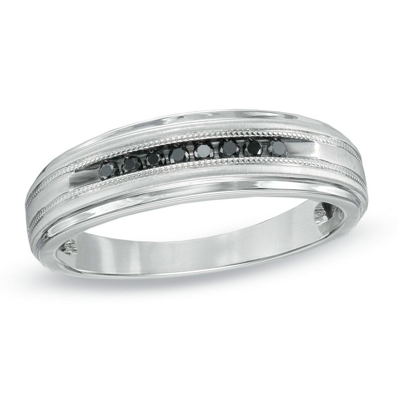 Main Image 1 of Previously Owned - Men's Black Diamond Accent Ring in Sterling Silver