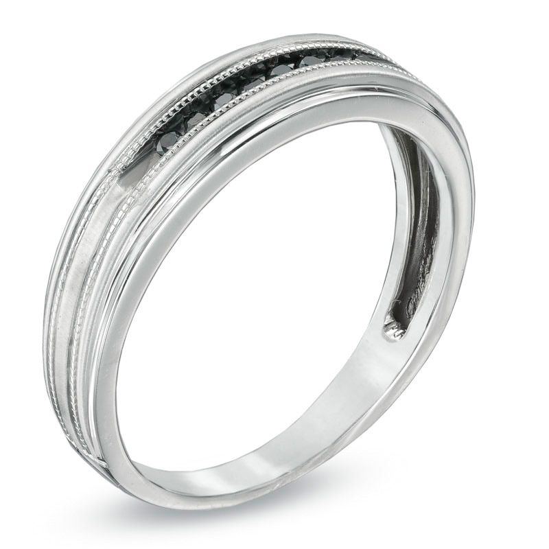 Main Image 2 of Previously Owned - Men's Black Diamond Accent Ring in Sterling Silver