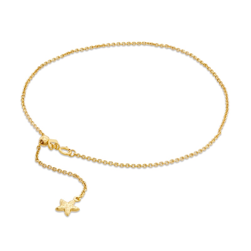 Main Image 1 of Previously Owned - Starfish Adjustable Cable Anklet in 14K Gold - 11"