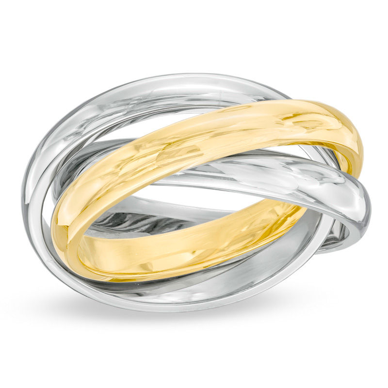Main Image 1 of Previously Owned - Stacked Orbit Ring in Tri-Tone Stainless Steel