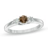 Thumbnail Image 1 of Previously Owned - 1/2 CT. T.W. Enhanced Champagne and White Diamond Three Stone Ring in 14K White Gold