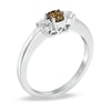 Thumbnail Image 1 of Previously Owned - 1/2 CT. T.W. Enhanced Champagne and White Diamond Three Stone Ring in 14K White Gold