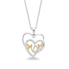 Thumbnail Image 1 of Previously Owned - Diamond Accent Double Heart with "MOM" Pendant in Sterling Silver and 14K Gold Plate