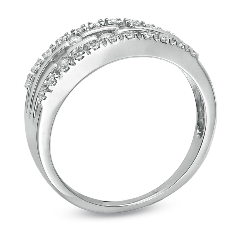Main Image 2 of Previously Owned - 1/4 CT. T.W. Diamond Bamboo Design Band in 10K White Gold