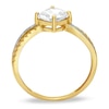 Thumbnail Image 1 of Previously Owned - 6.0mm Cushion-Cut White Topaz and Diamond Accent Ring in 10K Gold