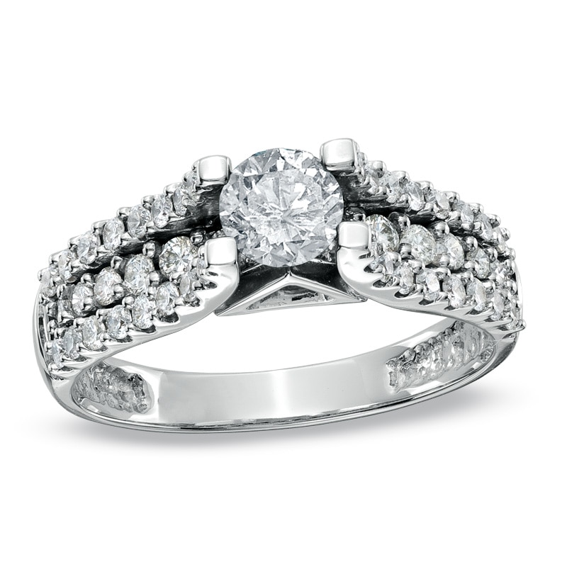 Main Image 1 of Previously Owned - 1 CT. T.W. Diamond with Pavé Shank Ring in 14K White Gold