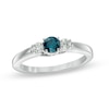 Thumbnail Image 0 of Previously Owned - 1-1/2 CT. T.W. Enhanced Blue and White Diamond Three Stone Ring in 14K White Gold