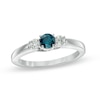 Thumbnail Image 1 of Previously Owned - 1-1/2 CT. T.W. Enhanced Blue and White Diamond Three Stone Ring in 14K White Gold