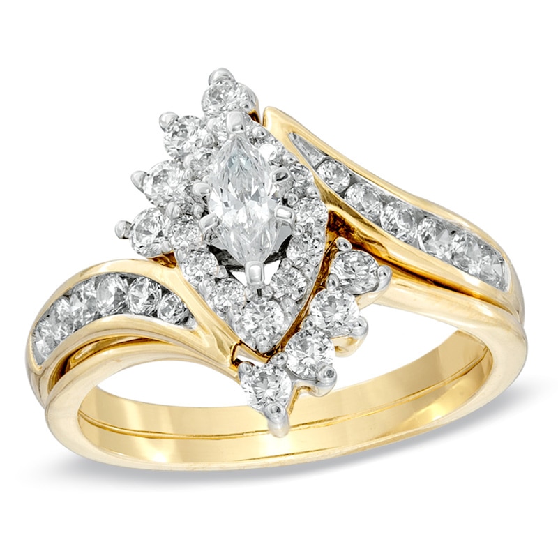 Main Image 1 of 1 CT. T.W. Marquise Diamond Bypass Bridal Set in 14K Gold