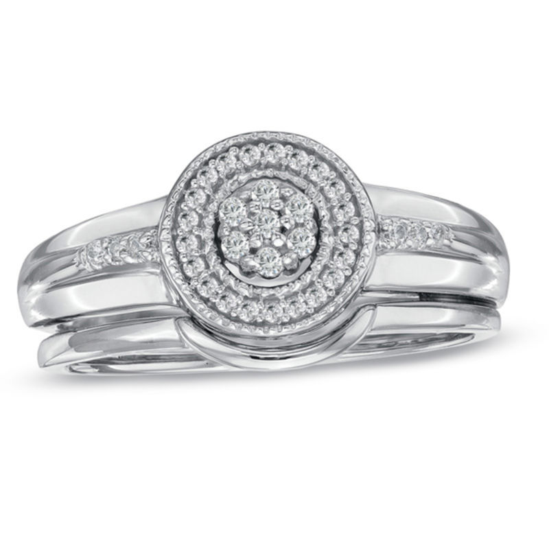 Previously Owned - 1/5 CT. T.W. Diamond Bridal Set in 10K White Gold