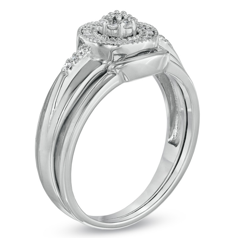 Previously Owned - 1/5 CT. T.W. Diamond Bridal Set in 10K White Gold