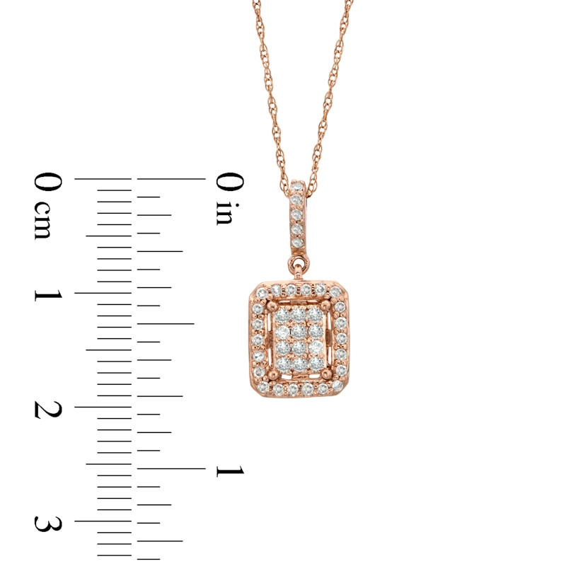 Previously Owned - 1/4 CT. T.W. Composite Diamond Rectangular Frame Pendant in 10K Rose Gold